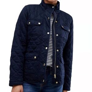 J Crew quilted field jacket XXS navy blue barn chore coat nautical classic